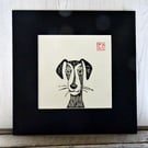 Suspect No. 1 - Original Linocut Dog Print - Mounted