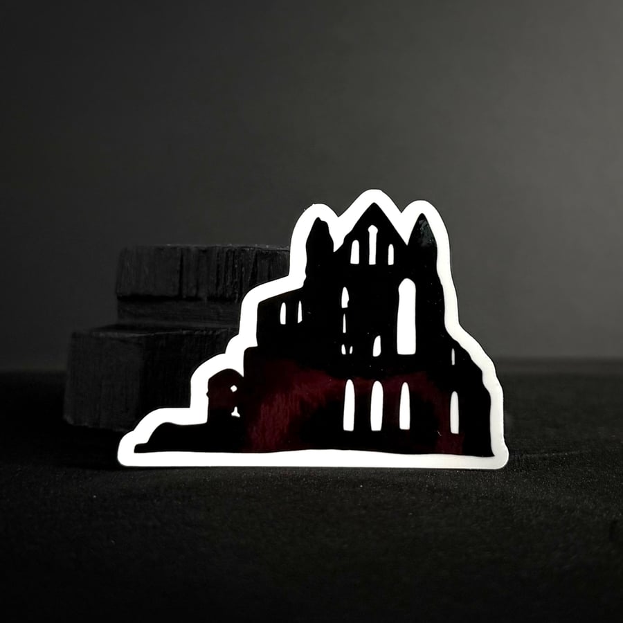 Whitby Abbey Silhouette Illustrated Vinyl Sticker