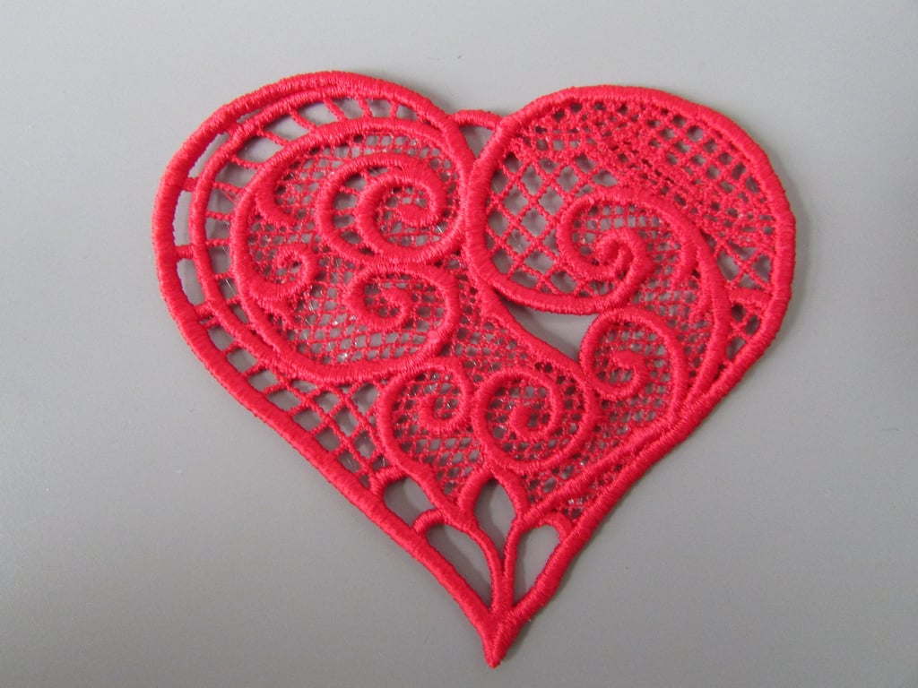 Embroidered Lace Heart Applique