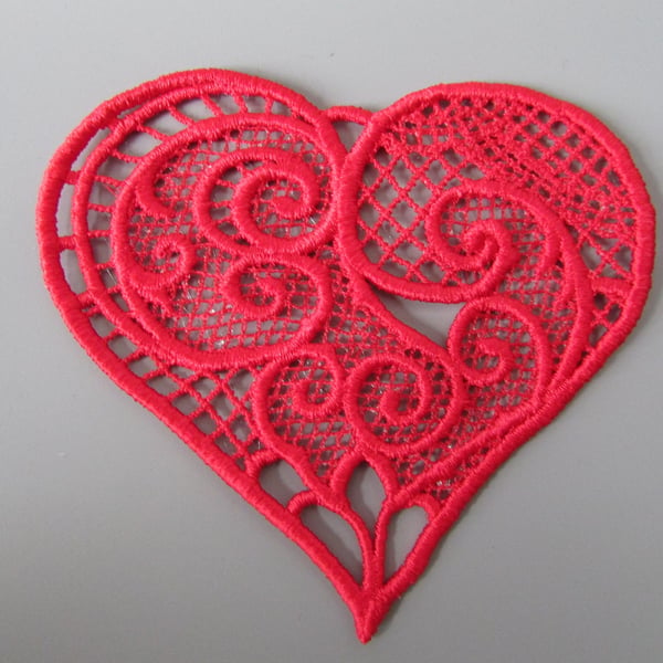 Embroidered Lace Heart Applique