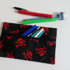 Pencil case, zipper pouch, back to school, drawing, skull, crossbones, pirate