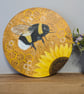 Bumble Bee and Sunflower Painting on 30cm Wood Panel - Image 3