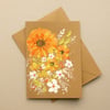 original art hand painted floral blank greetings card ( ref F 871 J2 )