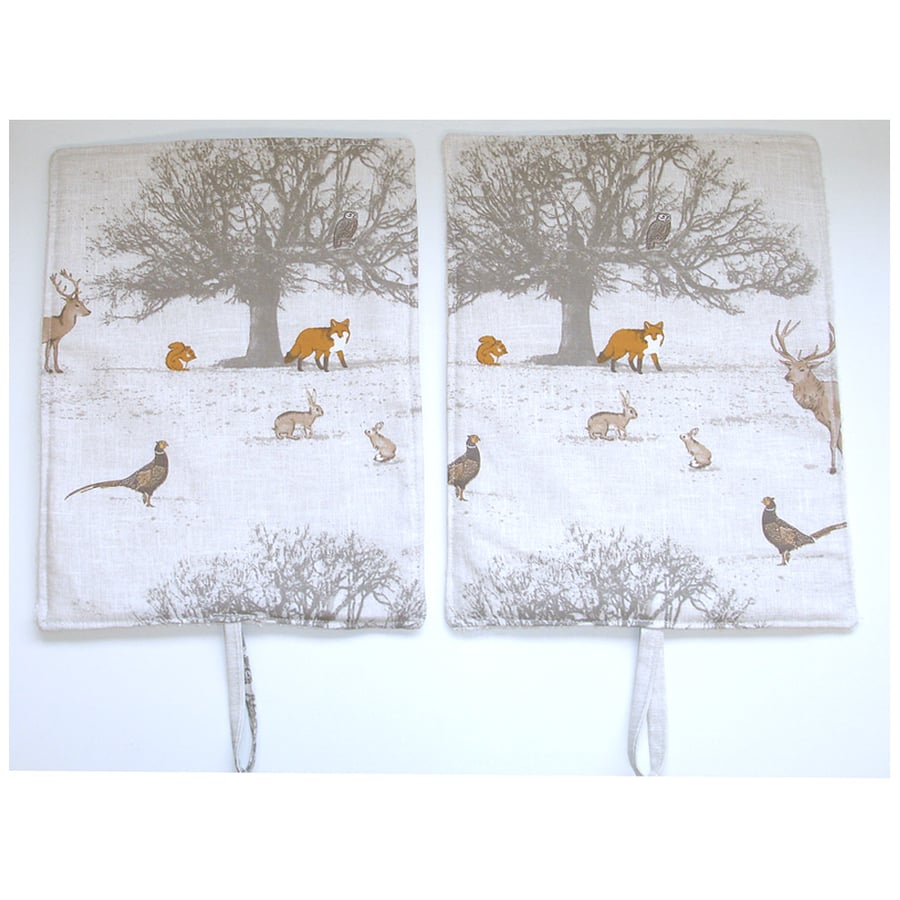Pair of Fox Rayburn 200 400 Hob Lid Mat Covers 2 x Wildlife Cover
