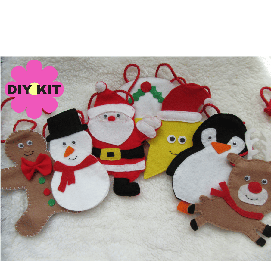 Sew your own felt Christmas garland, DIY Christmas bunting, craft kit