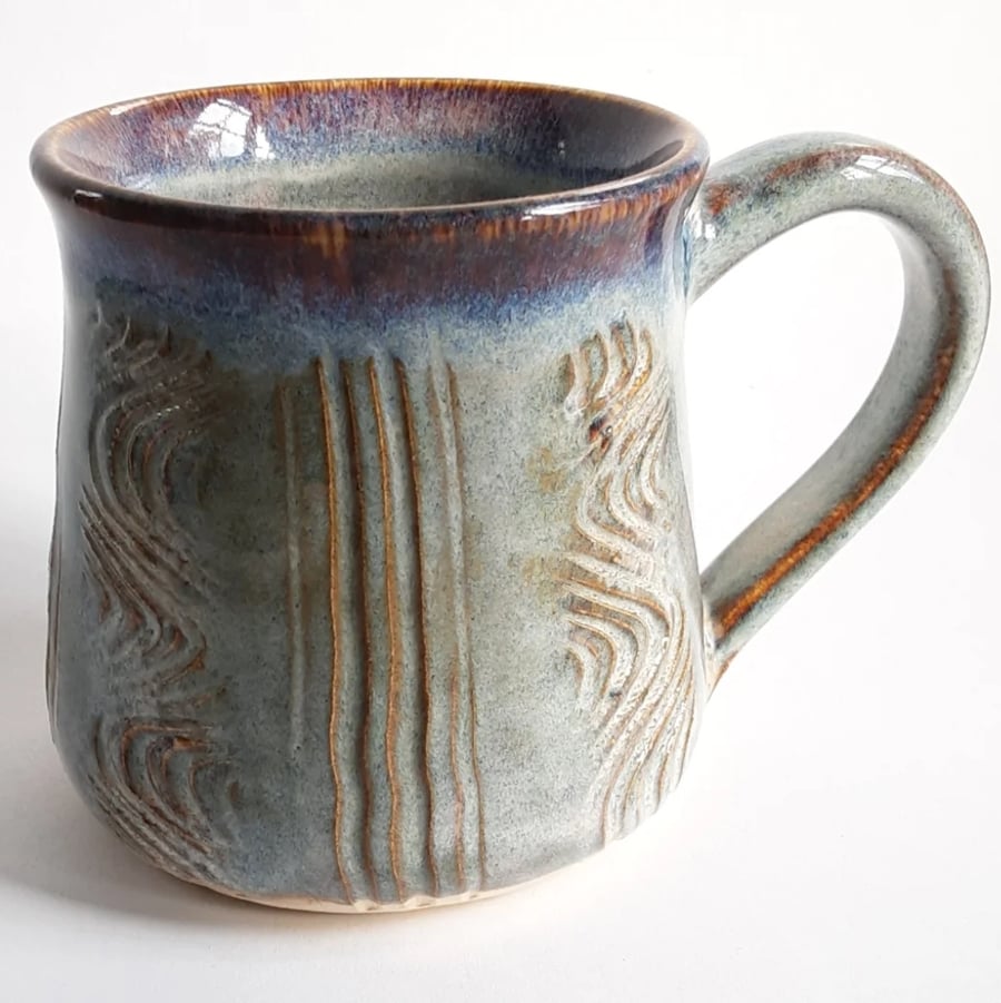 Blue Textured Mug - Hand Thrown Stoneware Ceramic Mug