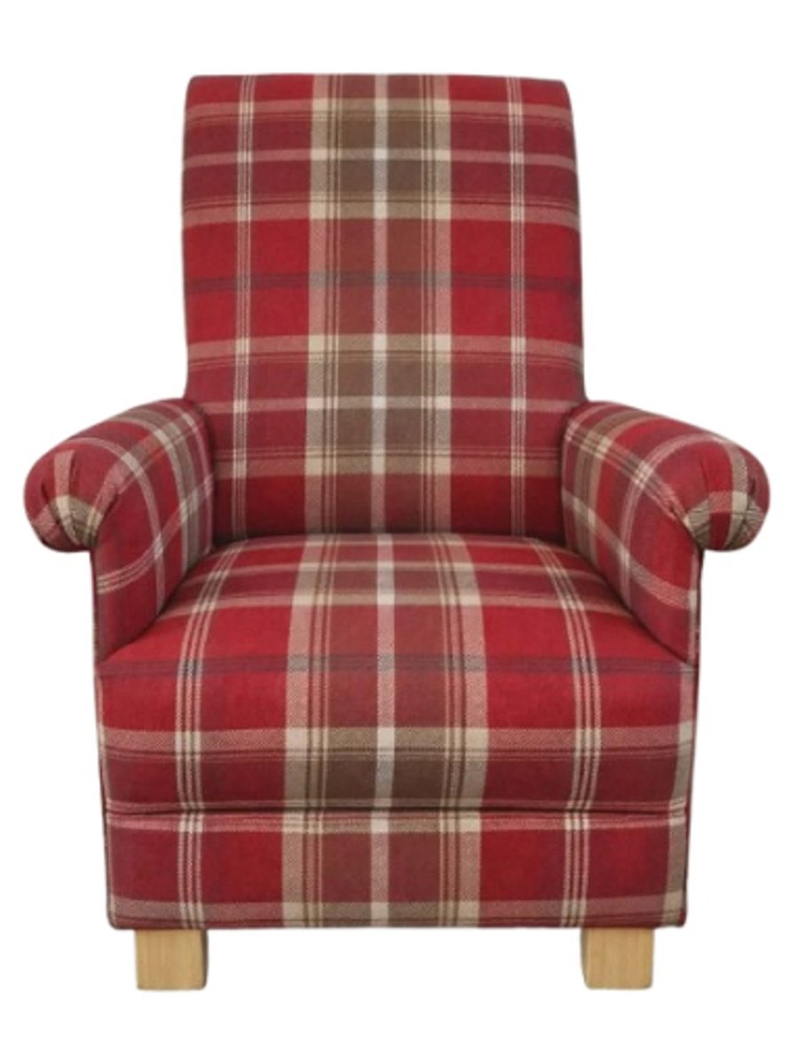 Porter & Stone Balmoral Check Fabric Adult Chair Tartan Red Scotland Small