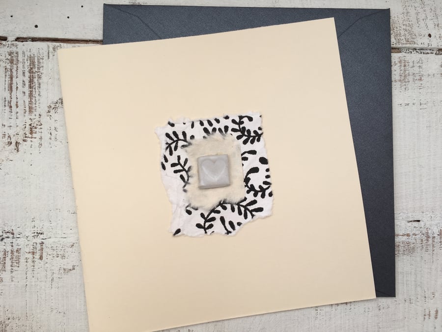 Handmade ceramic Gift card, one off, blank greetings card, ceramic design 