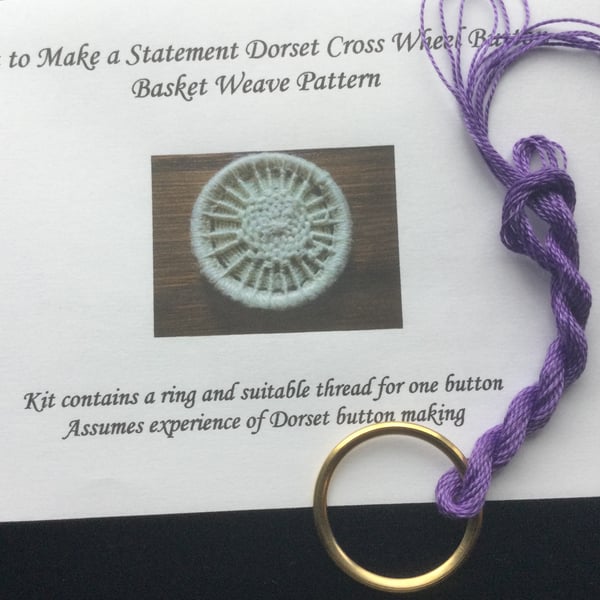 Kit to Make a Statement Dorset Button, Basket Weave Design, Purple