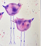 Four Leggy Birds hand painted watercolour. Size A4 - Image 3