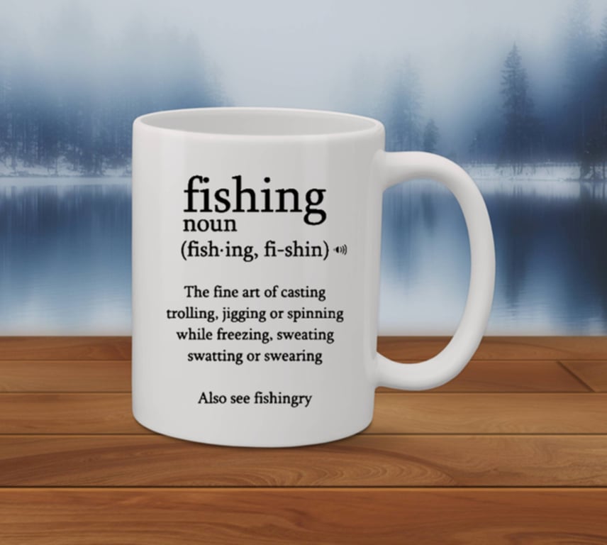 Fishing definition personalised coffee mug great present for Mums, Dads, friends
