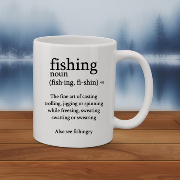 Fishing definition personalised coffee mug great present for Mums, Dads, friends