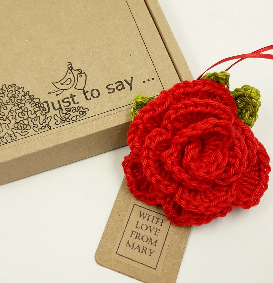 Reserved for Mary -  Rose Corsage on a Tag 