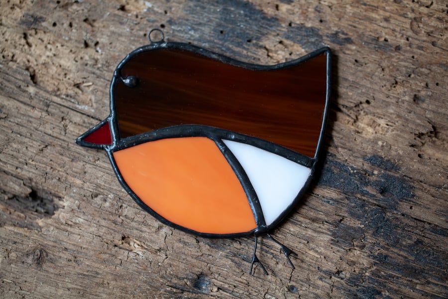 Stained Glass Robin bird sun catcher