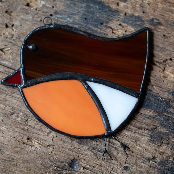 Stained Glass Robin bird sun catcher