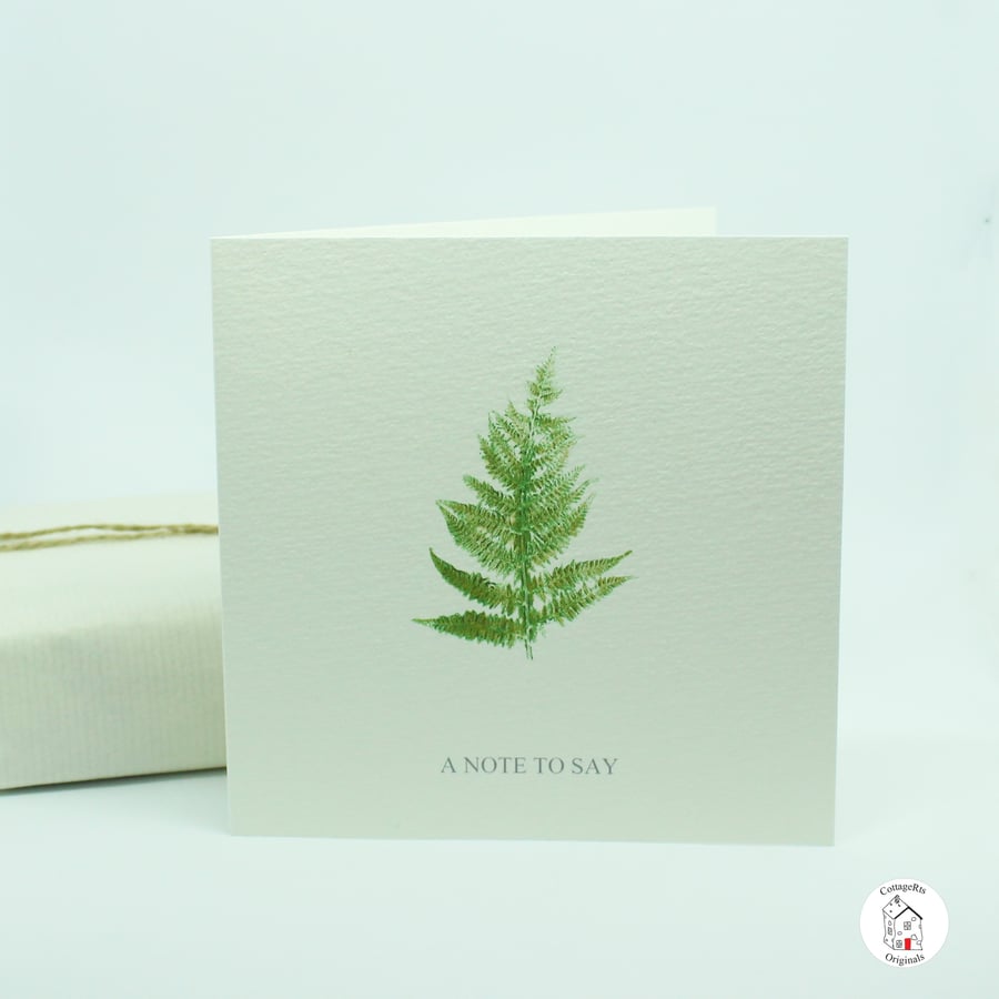 Hand Finished Fern Greeting Card - Botanical Notecard - Designed By CottageRts