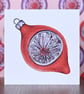 Retro Bauble Blank Christmas Card