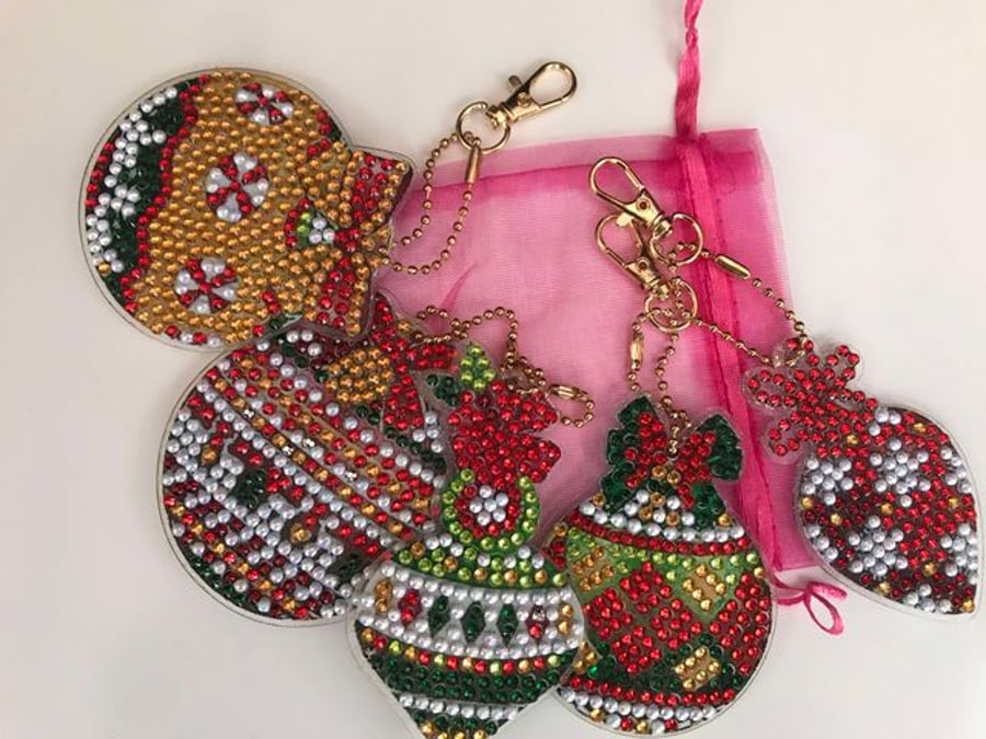 Set of 5 Diamond Art Christmas Decorations 1