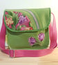 Shoulder Bag,Tulips on lime green