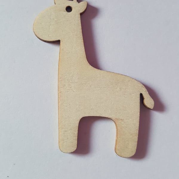 10 x Blank Wooden Craft Shapes - 70mm - Giraffe (With FREE Jute!) 