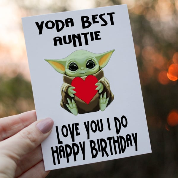 Yoda Best Auntie Birthday Card, Yoda Card for Auntie, Special Auntie Birthday 