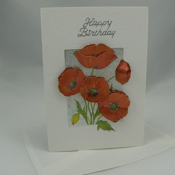 Poppies Birthday card (3D decoupage)
