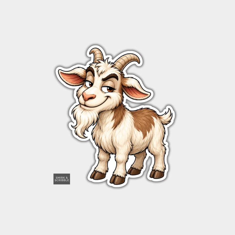 Funny Vinyl Die Cut Sticker For Adults - Cute Posing Goat