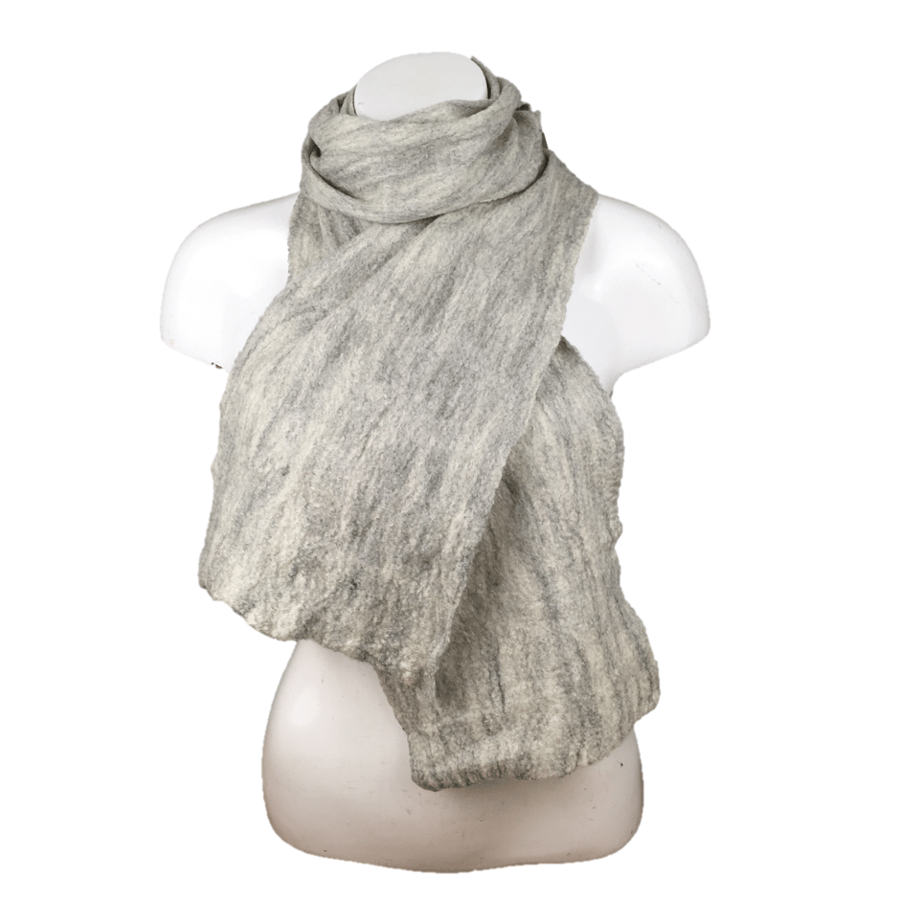 Seconds Sunday - Grey merino wool Felted Scarf, unisex