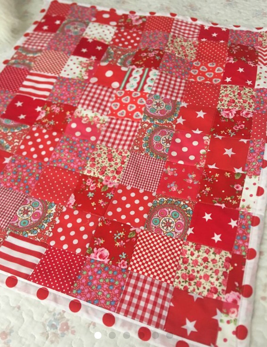 Red patchwork quilt,Bedspread ,bedding
