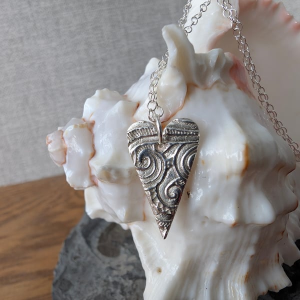 Fine Silver Heart Pendant - Wild Ocean Design