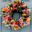 Autumn Door Wreath: Faux Berry & Foliage, Rich Fall Colors (55cm)