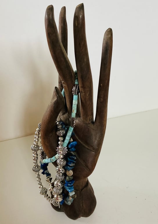 Trio of stacking gemstone beaded bracelets 