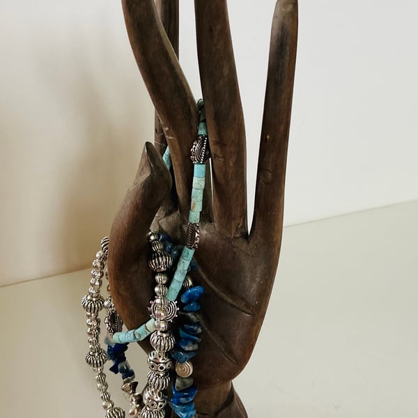 Trio of stacking gemstone beaded bracelets 