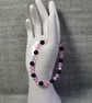 Pink Mermaid Glass and Blue Goldstone Elastic Bracelet - Image 3