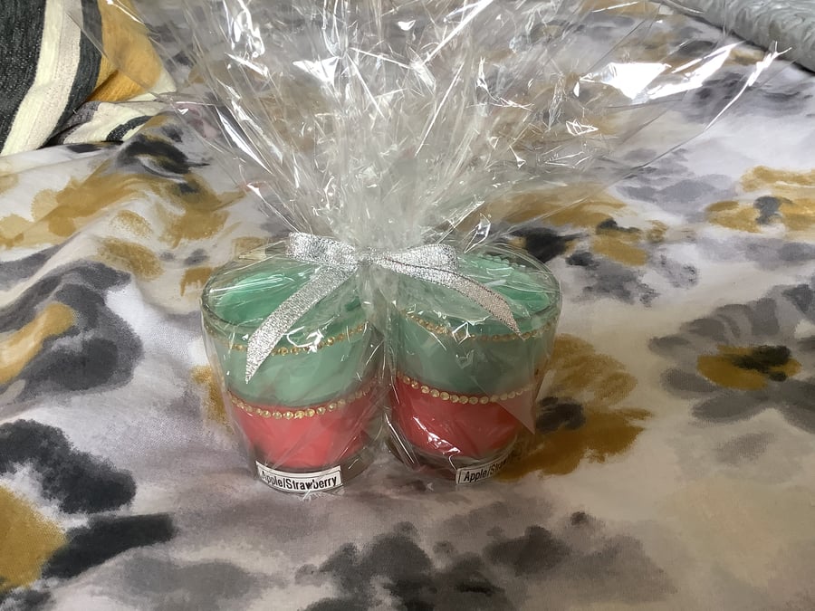 2 scented candle set in glass