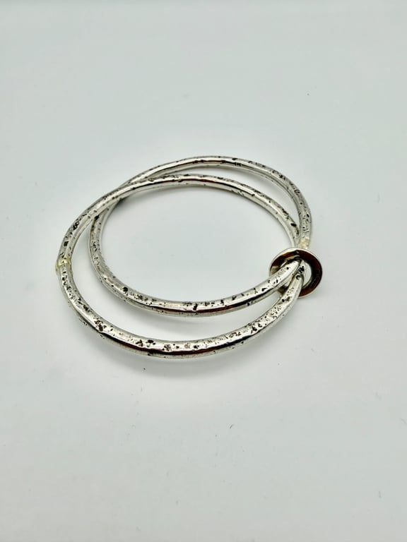 Sterling Silver hammered Bangle. Handmade & Hallmarked