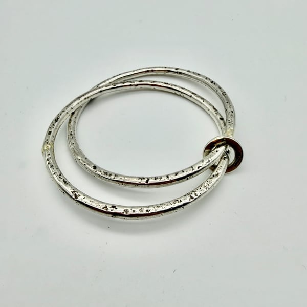 Sterling Silver hammered Bangle. Handmade & Hallmarked