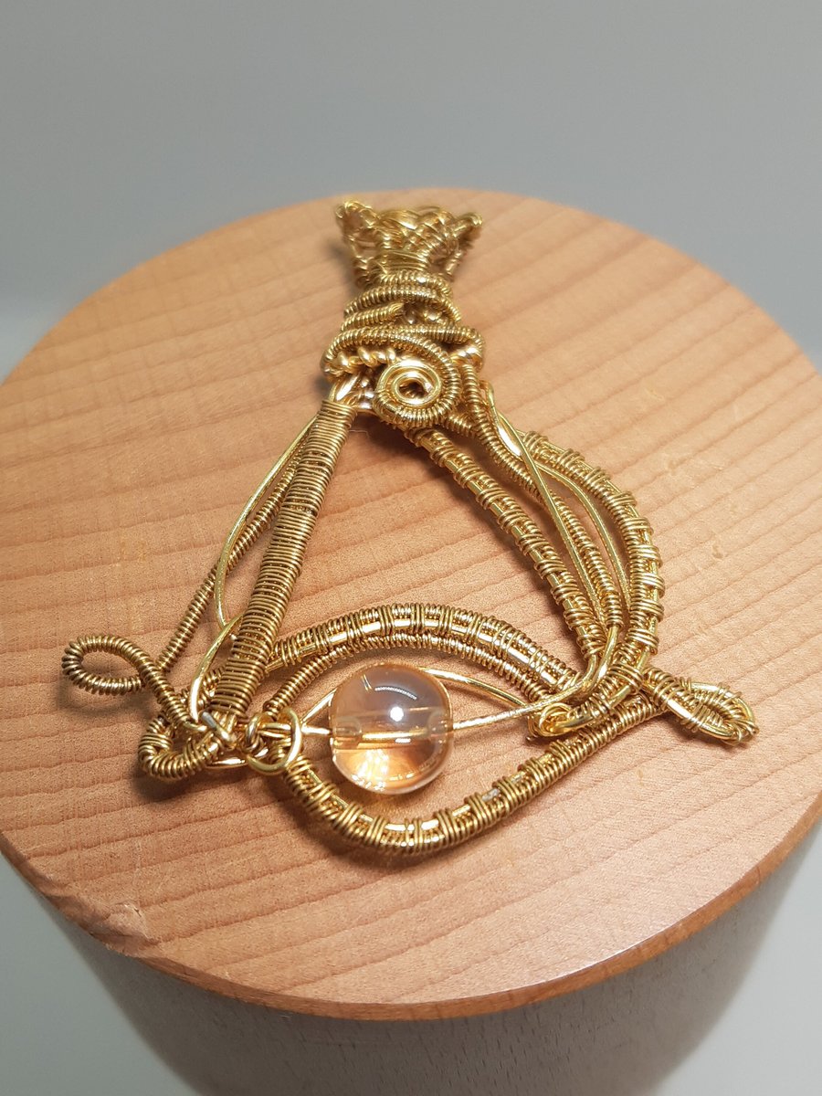 Wire wrapped pendant, eye pendant