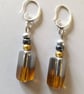     Perfectly Imperfect Amber and dark silver rectangular cube bead earrings - Image 1