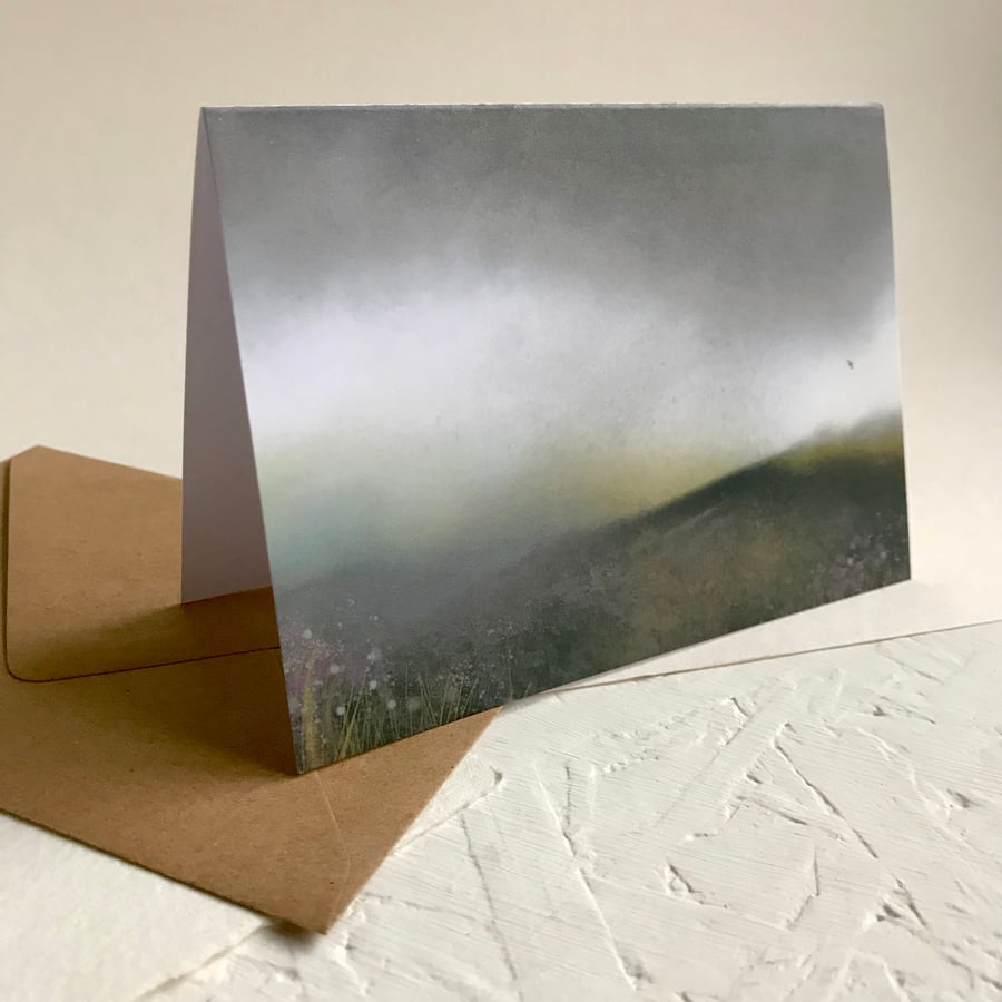 Dark Moorland Rain with grouse - Peak District greeting card