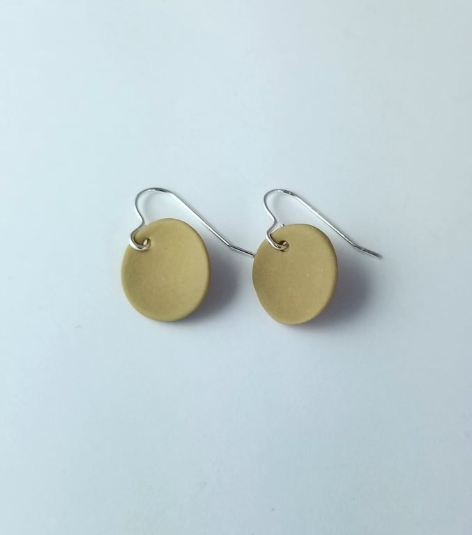 Earrings CHOOSE COLOUR Ceramic Drop Hanging Round Sterling Silver 3 UK Post