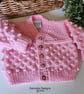  Bobble Design Hand Knitted Baby Girl's Aran Cardigan 6-12 mths size - Image 2