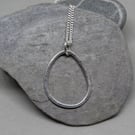 Silver pebble pendant - organic hoop - recycled sterling silver