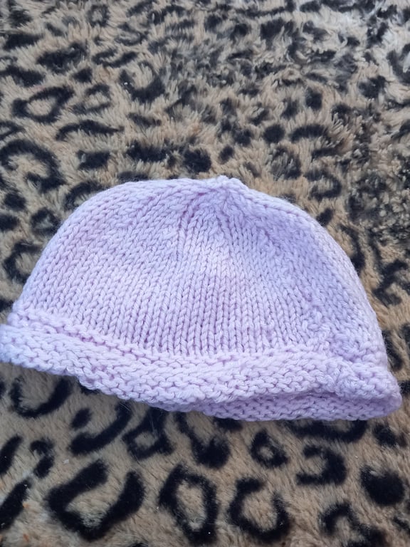 Pale pink childs beanie hat