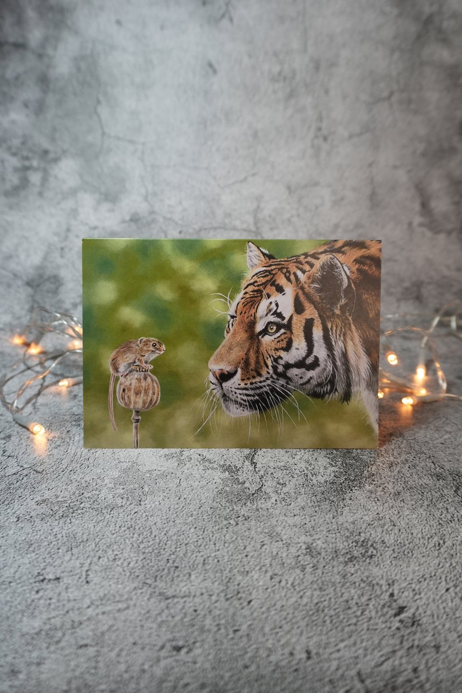It's a Cat and Mouse Game Tiger and Mouse Blank Card Printed from Original Art
