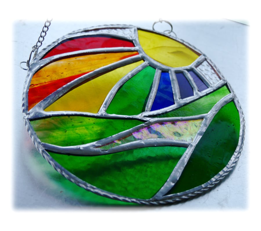 New Day Stained Glass Suncatcher Handmade Rainbow Ring 008