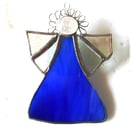 Angel Opaque Blue Stained Glass suncatcher Christmas decoration 