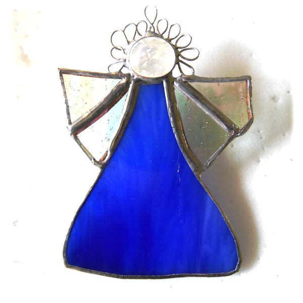 Angel Opaque Blue Stained Glass suncatcher Christmas decoration 
