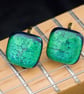 Dark Teal Glass Cufflinks - 4059 - Image 2