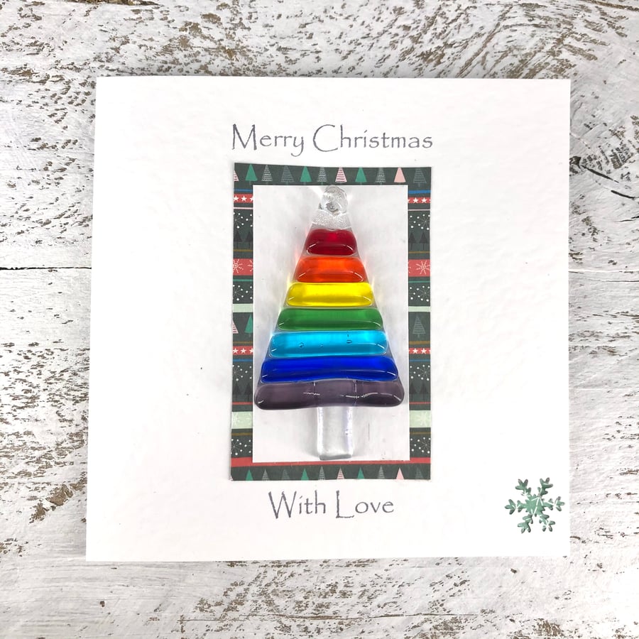 Christmas Card with Detachable Glass Tree Decoration 